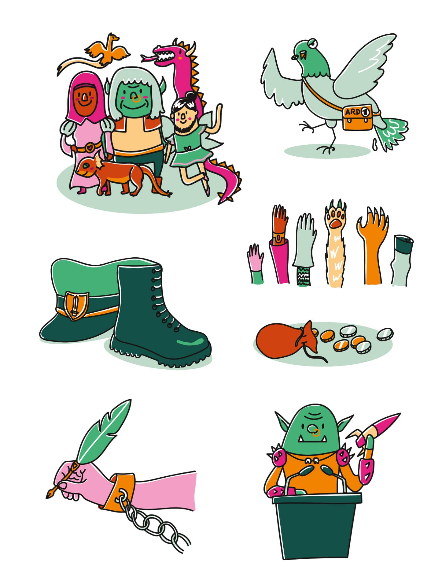 Facts&Fantasy Kartenspiel Illustrationen Demokratie Illustrationen Demokratie