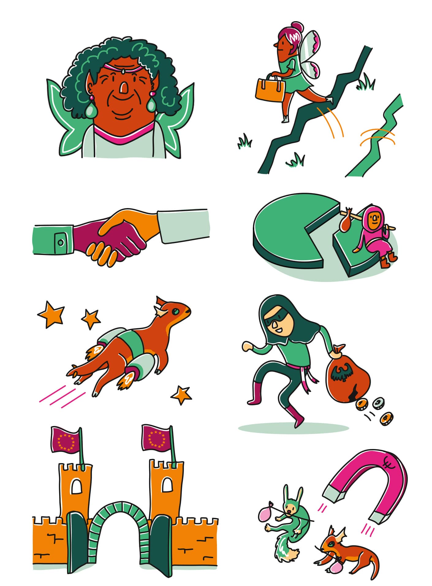 Facts&Fantasy Kartenspiel Illustrationen Migration Motive Migration