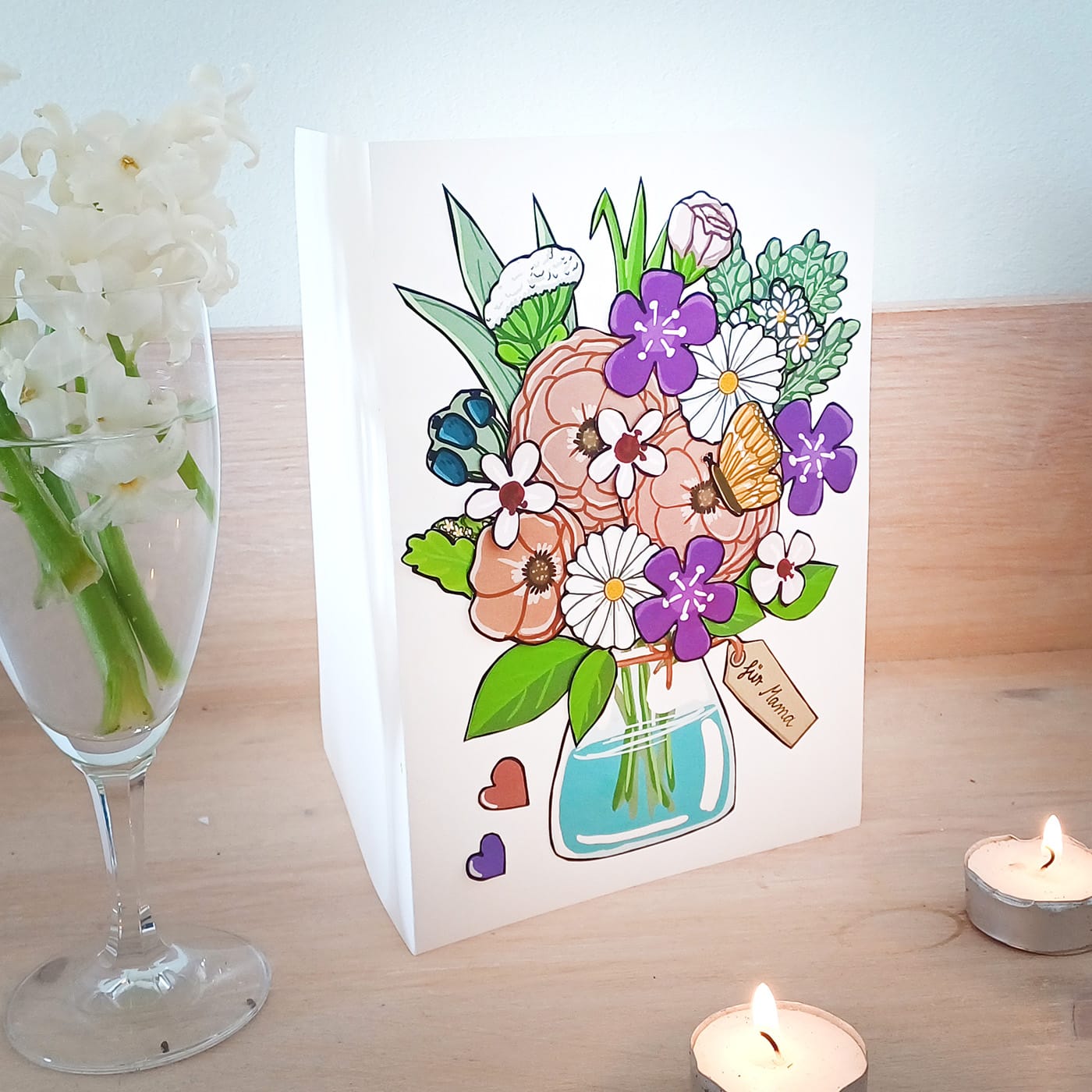 Bastelbogen Blumenkarte Muttertag Geburtstag