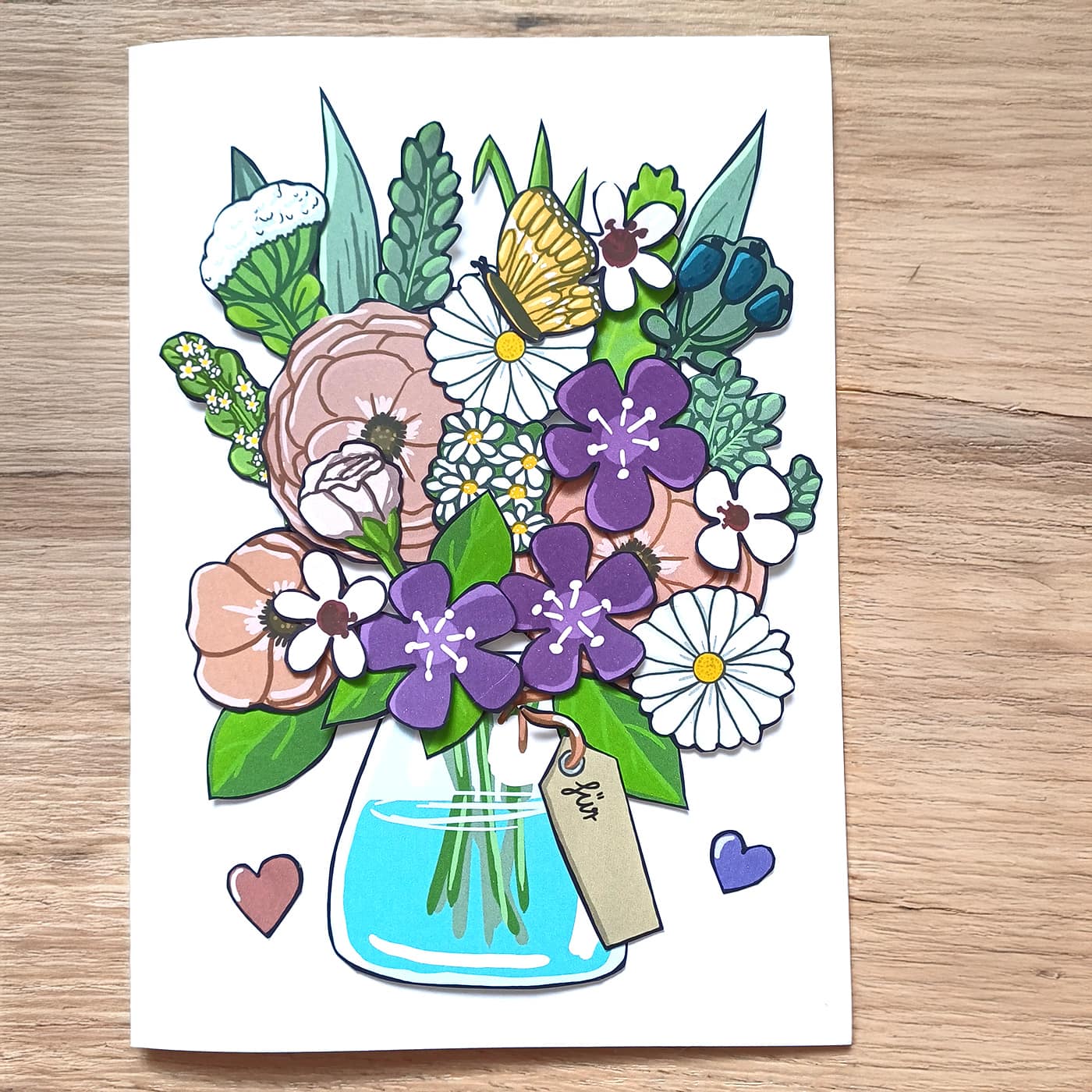 Blumenkarte Bastelbogen für Muttertag oder Geburtstag – Bild 4