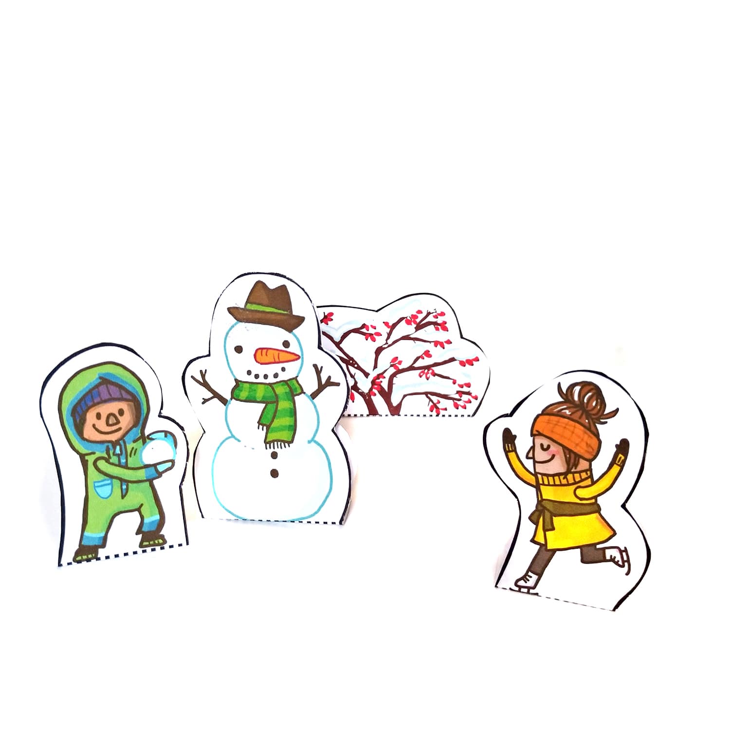 Schneemann und Schlittschuh