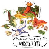 Dinosaurier mit Vulkan basteln Bastelbogen