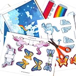 Bastelbogen für Kinder Einhorn Regenbogen Fantasie im Schuhkarton