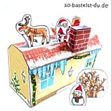 Weihnachtshaus mit Weihnachtsschlitten