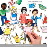 Papier Anziehpuppen Basics Kleidung ausgeschnitten