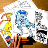ZenDoodle Dinosaurier Ausmalbilder zum Ausdrucken