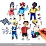 Papier Anziehpuppen Sport sportlich