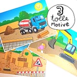 Erstes Basteln: Aufklebebild Baustelle (Bilder vervollständigen)