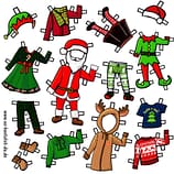 Papier Anziehpuppen Weihnachten Xmas