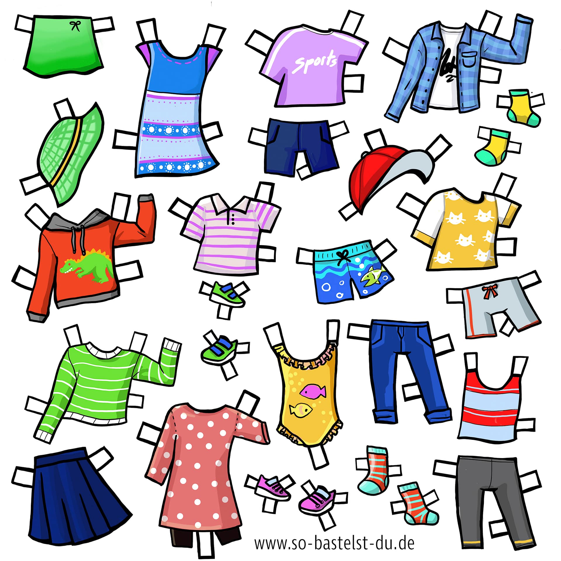 Papier Anziehpuppen Basics Kleidung