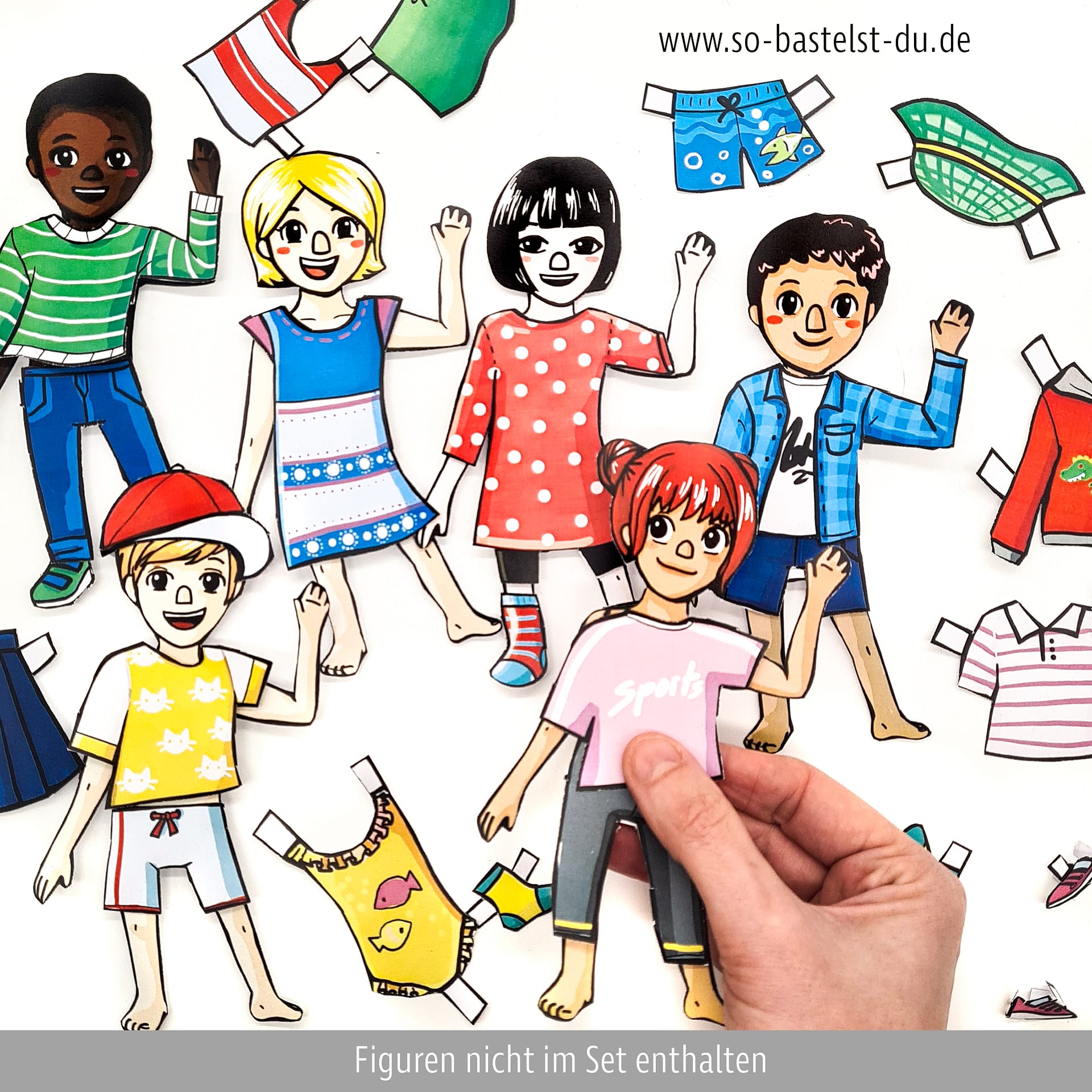 Papier Anziehpuppen Basics Kleidung ausgeschnitten