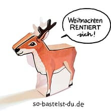 Weihnachten Rentier Bastelvorlage Papercraft