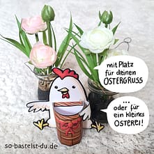 Osterhuhn mit Korb Geschenkverpackung Aufsteller Ostern