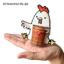 Osterhuhn mit Korb aus Papier